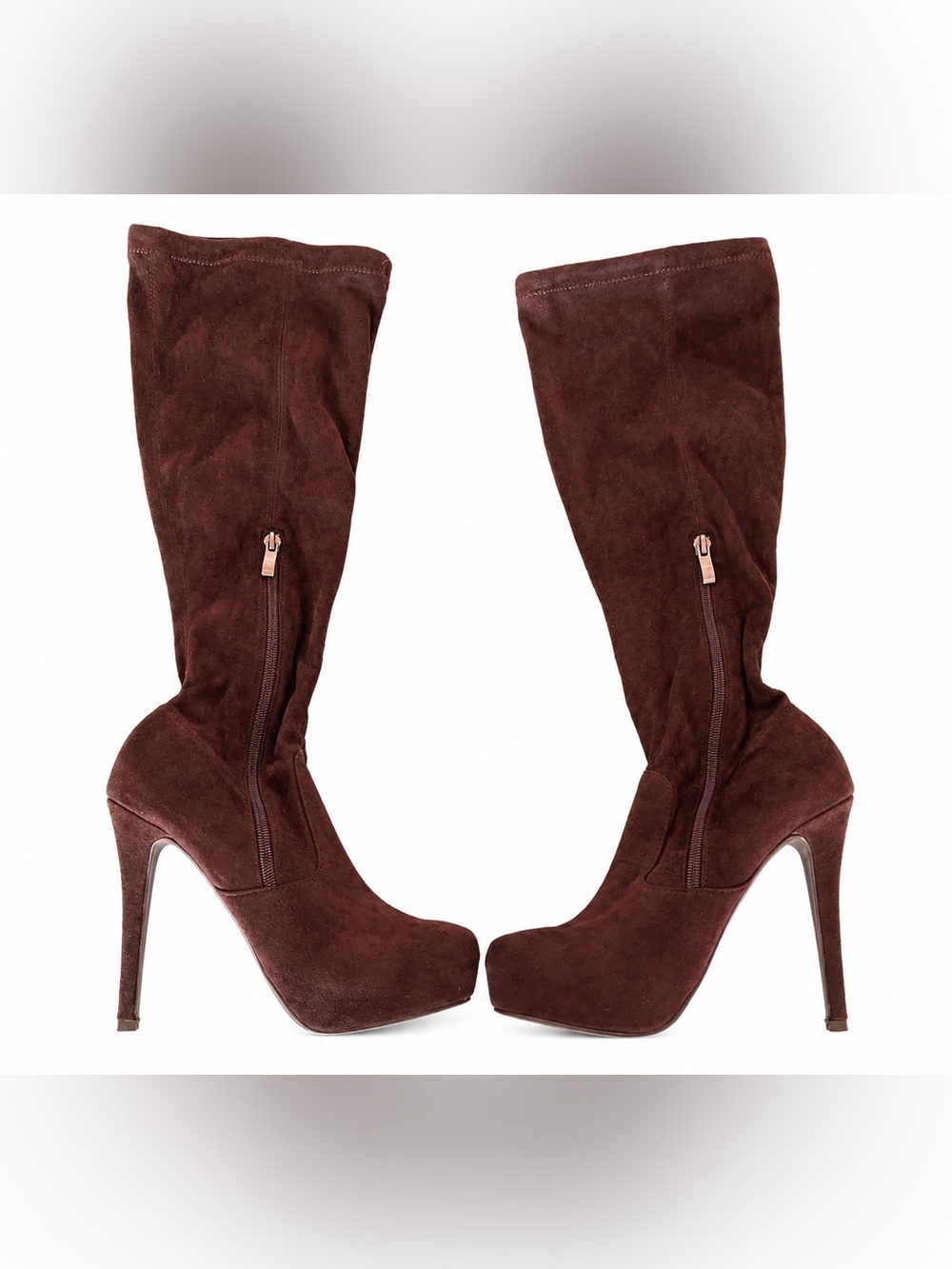 Women’s Tall Platform Stiletto Boots - brown Suede